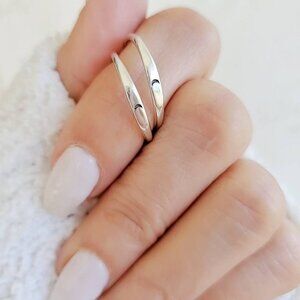 Sterling Silver Crescent Moon Ring, Thin Dainty Ring, 925 Minimalist Ring, Women